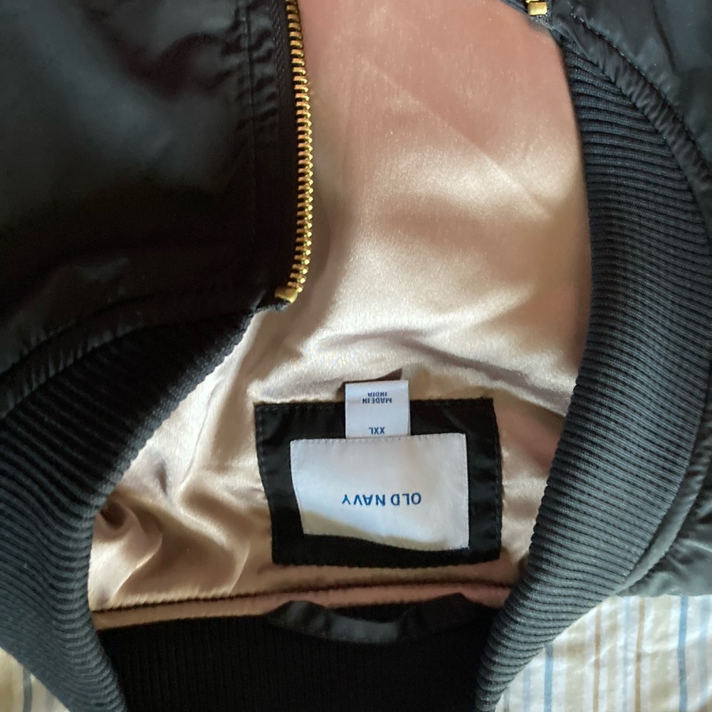 Black satin outer bomber jacket